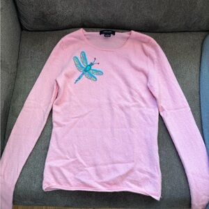 Pink Sweater with Dragonfly Embroidery & Gray Sweater with Angel Wings on back